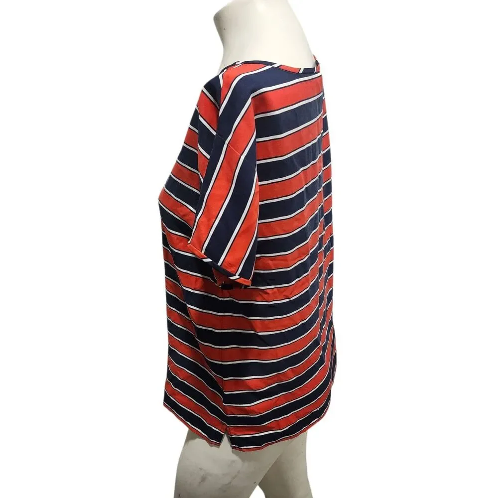J Crew Gondola Striped Short Sleeve Top Womens Sz 6‎ Silk Nautical Beachy Summer